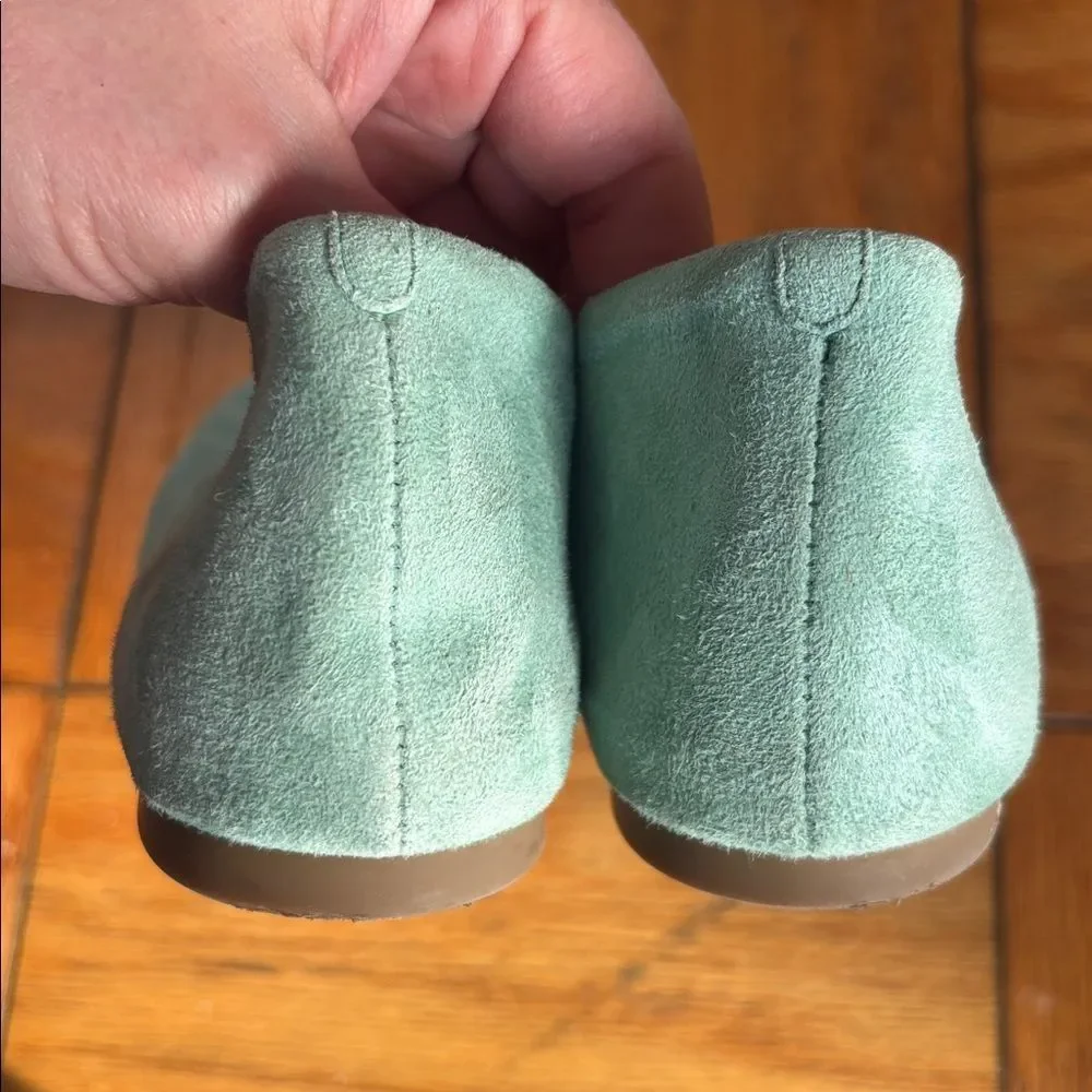 JCrew “Anya/CeCe” Italian Made Mint Turquoise Leather Suede Ballet Flats Size 7
